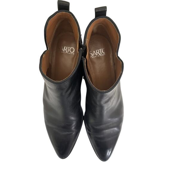 Sarto by Franco Sarto Black Leather Asti Ankle Boots Size 8.5 Pointed Toe - Picture 7 of 8